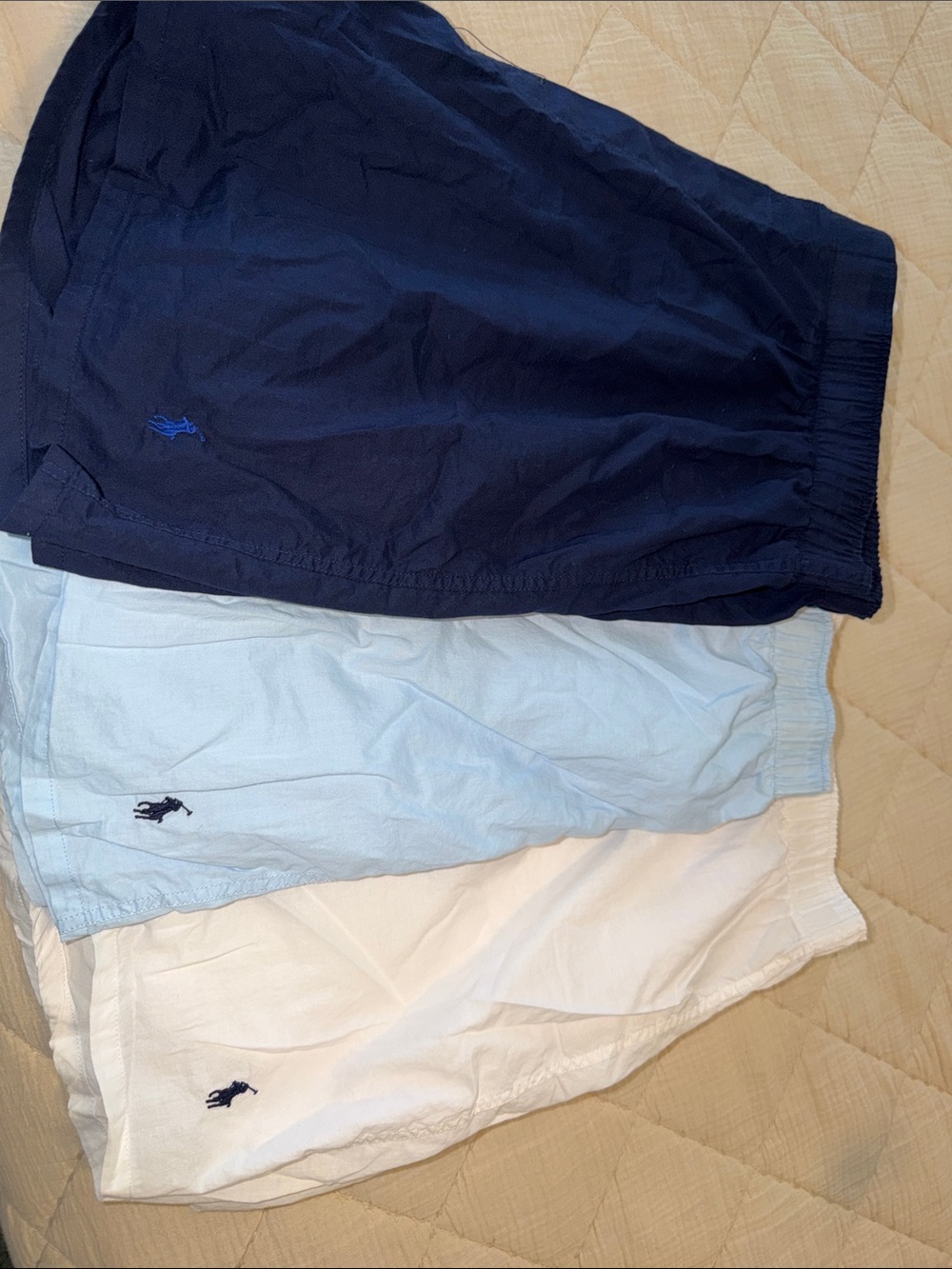 Polo by Ralph Lauren Men’s 3-Pack boxers in Navy, Light Blue & White XL